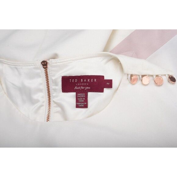 Ted Baker Bolty Asymmetric One Side Draped Dress Ted Sz 2 US 6 Ivory Pink - Picture 6 of 6